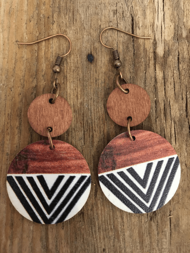 BOUCLES D&#039;OREILLES BOIS &quot;TRIANGLES&quot;